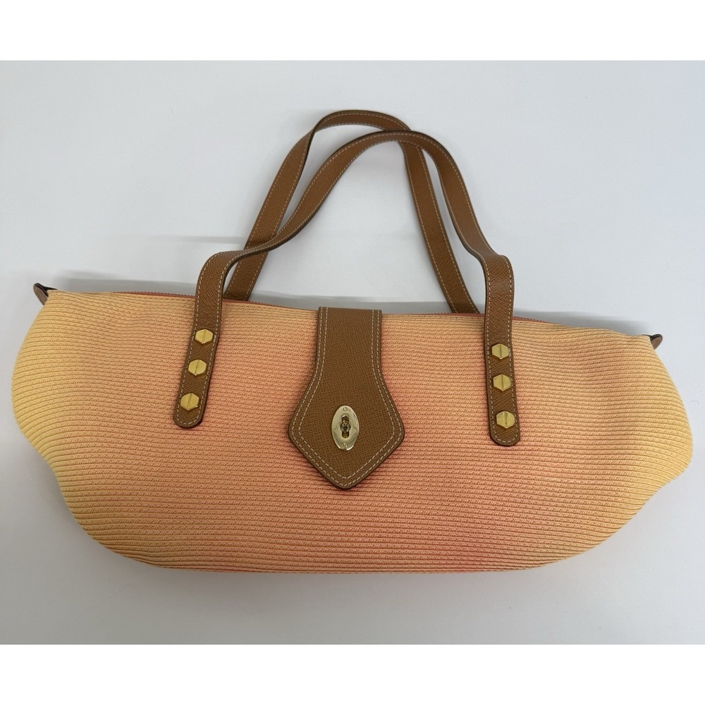 Eric Javits Squishee Shoulder Bag Coral Orange‎ Ombre Faded Straw Raffia *Read